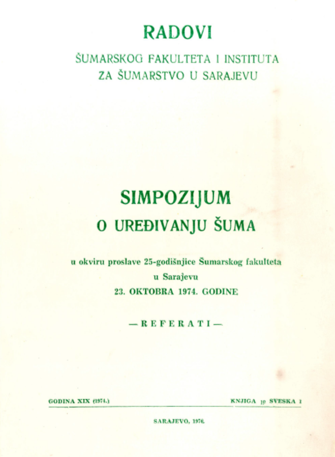 					View Vol. 22 No. 1 (1974): Radovi Šumarskog fakulteta i Instituta za šumarstvo u Sarajevu
				