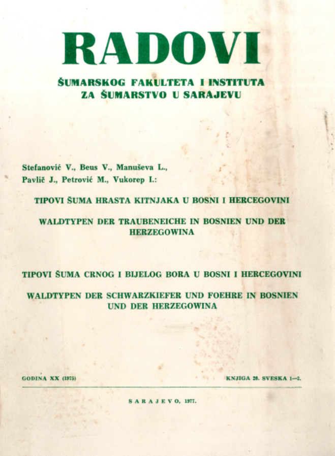 					View Vol. 23 No. 1-2 (1975): Radovi Šumarskog fakulteta i Instituta za šumarstvo u Sarajevu
				