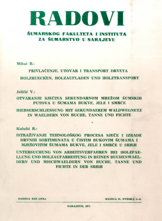 					Pogledaj Svezak 24 Br. 1-2 (1976): Radovi Šumarskog fakulteta i Instituta za šumarstvo u Sarajevu
				