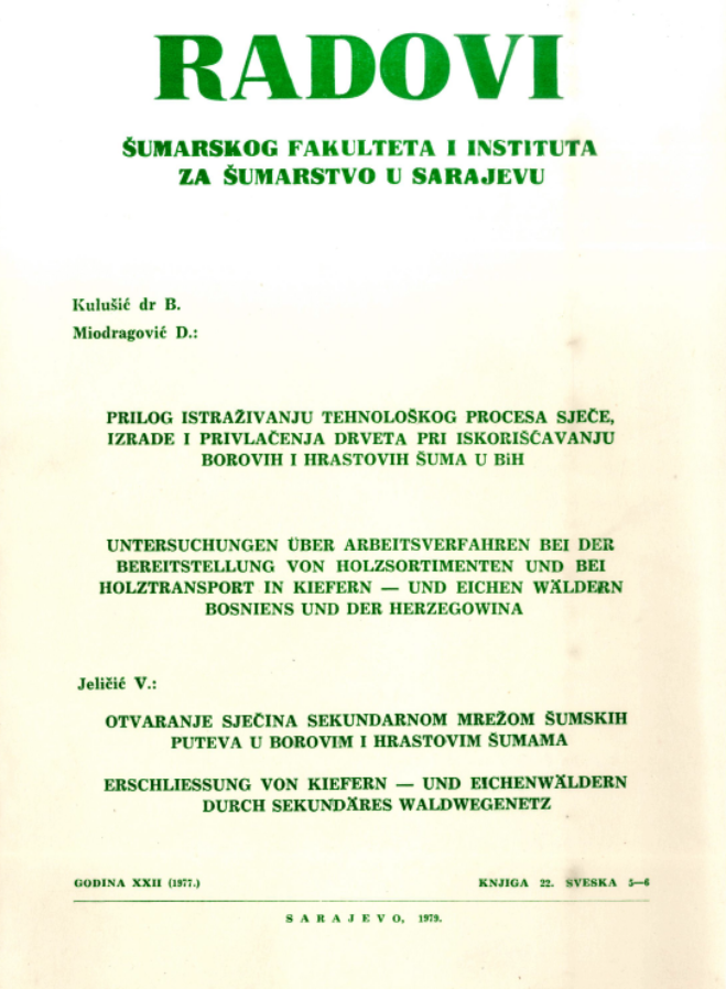 					Pogledaj Svezak 25 Br. 5-6 (1977): Radovi Šumarskog fakulteta i Instituta za šumarstvo u Sarajevu
				