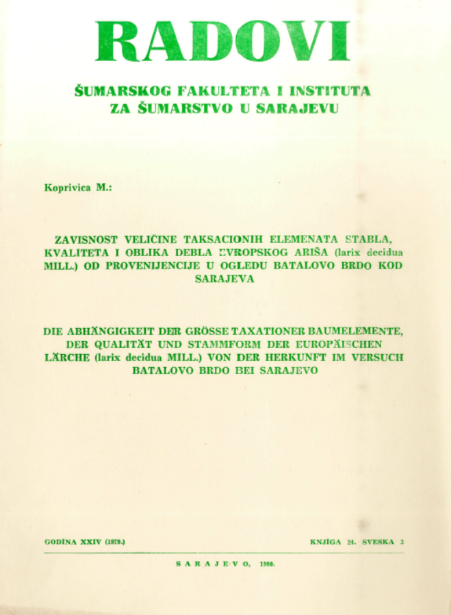 					Pogledaj Svezak 27 Br. 3 (1979): Radovi Šumarskog fakulteta i Instituta za šumarstvo u Sarajevu
				