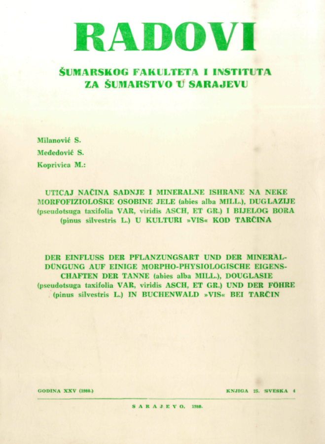 					Pogledaj Svezak 28 Br. 4 (1980): Radovi Šumarskog fakulteta i Instituta za šumarstvo u Sarajevu
				