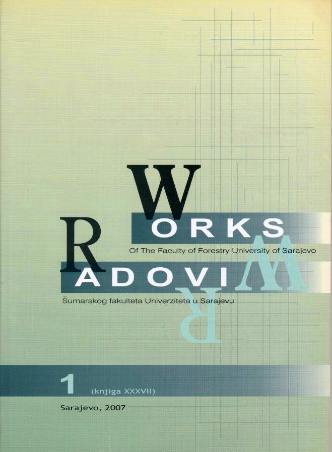					View Vol. 37 No. 1 (2007): Works of the Faculty of Forestry University of Sarajevo
				
