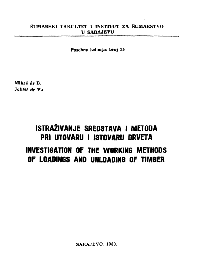 					View Vol. 15 No. 1 (1980): Šumarski fakultet i Institut za šumarstvo - Posebna izdanja
				