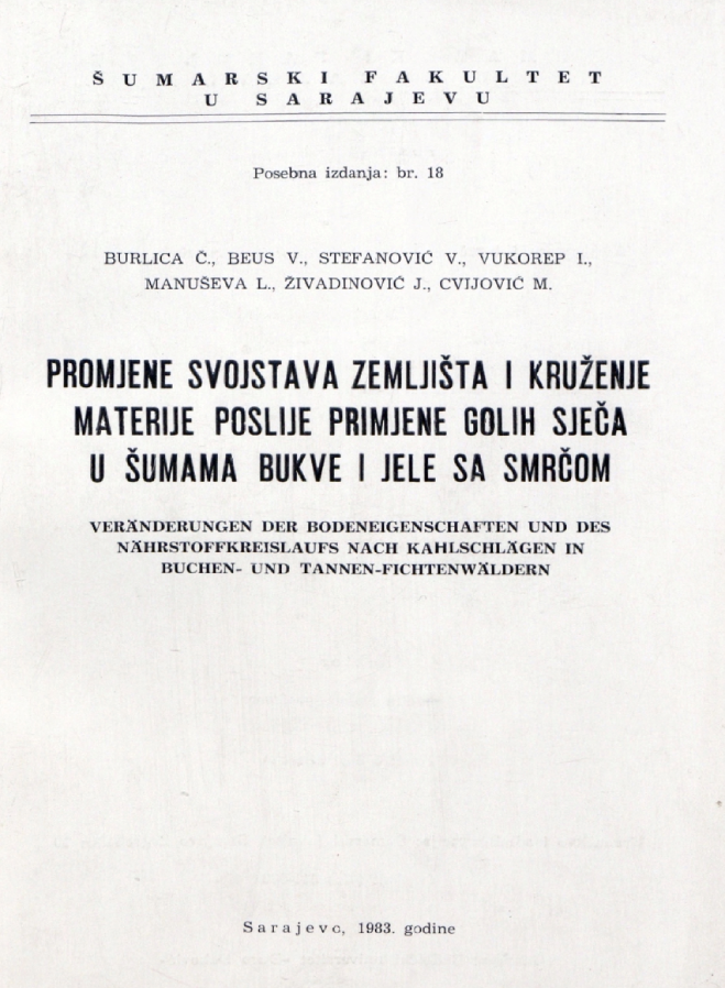 					View Vol. 18 No. 1 (1983): Šumarski fakultet - Posebna izdanja
				