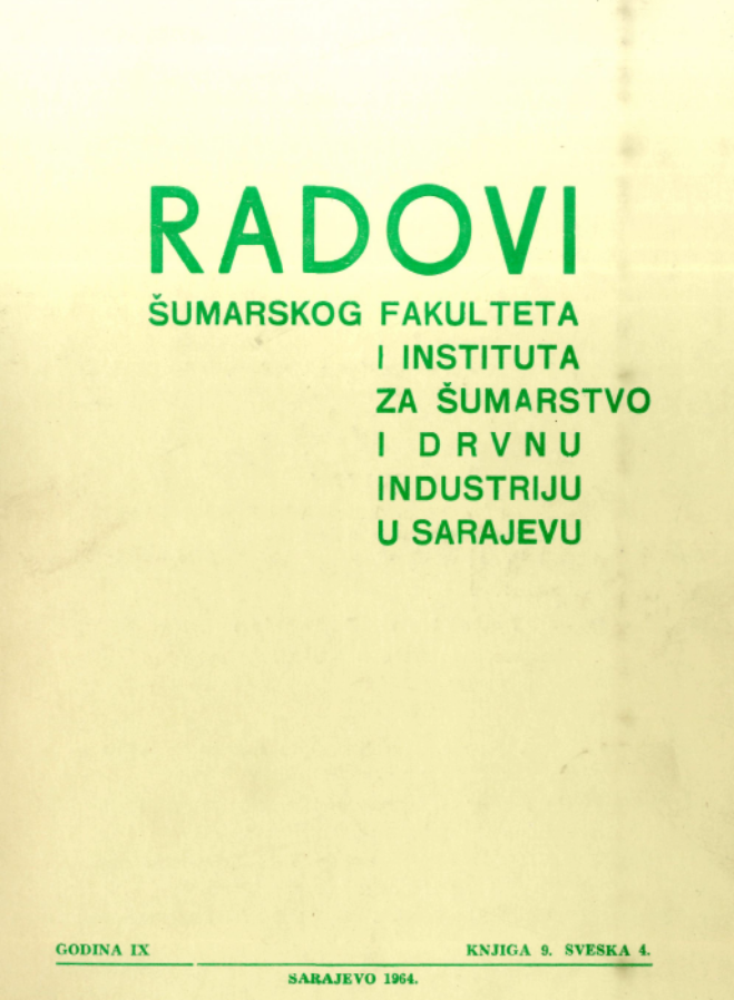 					View Vol. 12 No. 4 (1964): Radovi Šumarskog fakulteta i Instituta za šumarstvo i drvnu industriju u Sarajevu
				