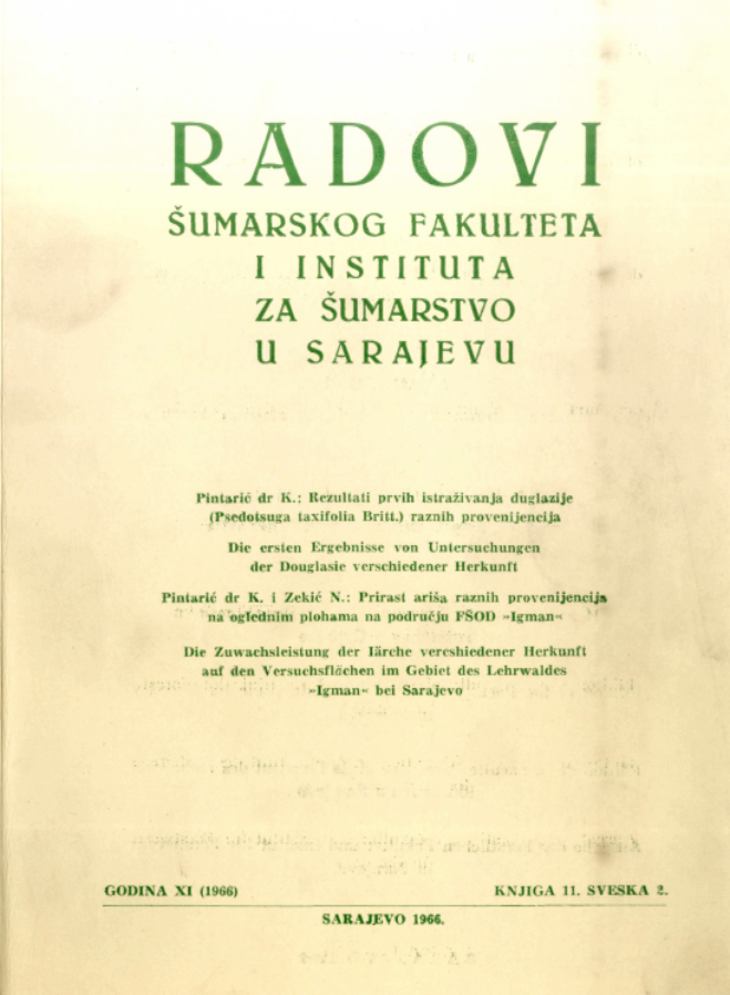 					View Vol. 14 No. 2 (1966): Radovi Šumarskog fakulteta i Instituta za šumarstvo u Sarajevu
				