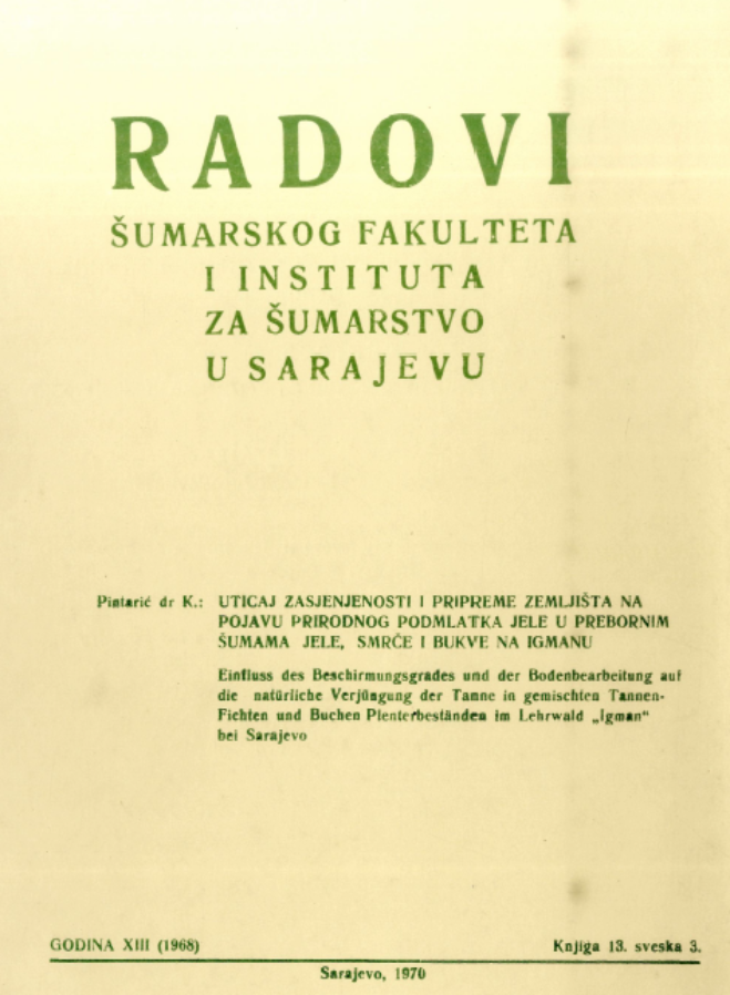 					View Vol. 16 No. 3 (1968): Radovi Šumarskog fakulteta i Instituta za šumarstvo u Sarajevu
				