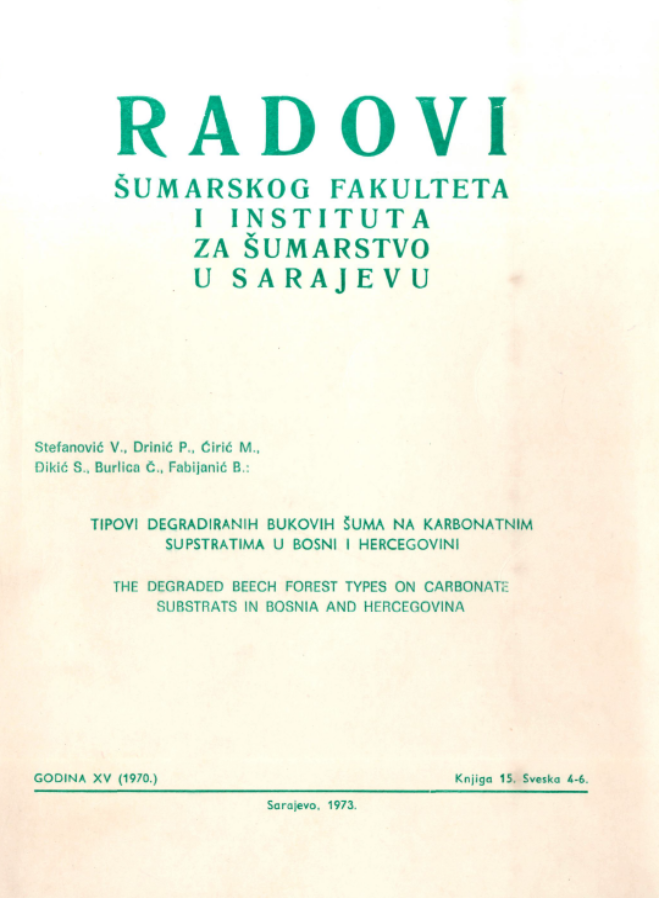 					View Vol. 18 No. 4-6 (1970): Radovi Šumarskog fakulteta i Instituta za šumarstvo u Sarajevu
				